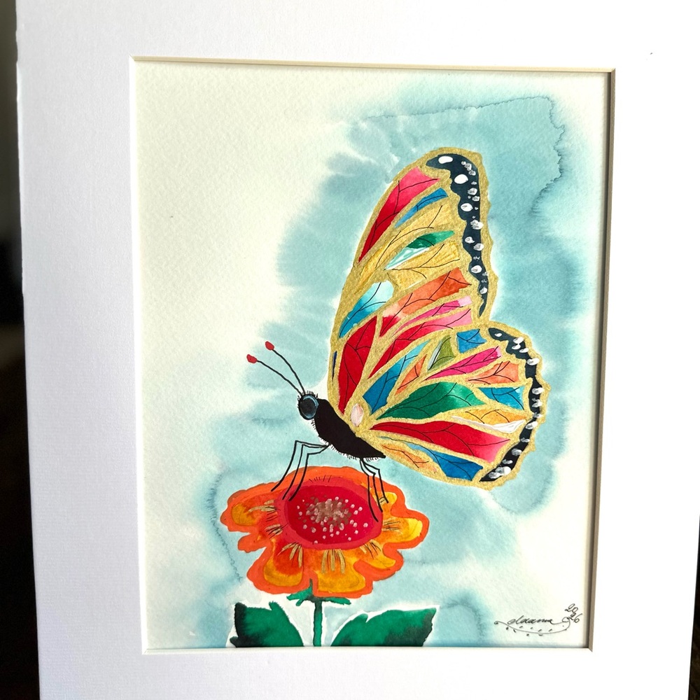 Hand-Made New Watercolor Art Vibrant Butterfly - Picture 5 of 6